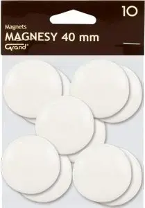 Magnet discs KW Trade Magnesy Grand 40 mm, white, pack of 10