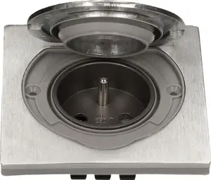 Wall-mounted IP55 Stainless Steel Flush Socket ORNO OR-AE-1397 with Protective Cover, 1-Gang, Earth/Live/Neutral