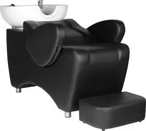 Matu mazgāšanas stacija Hair System HSB46 melna — profesionāla frizētavas izlietne