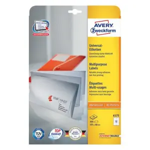 Самоклеящиеся прямоугольные этикетки Avery Zweckform 6175 — постоянный клей, белые, 300 шт.