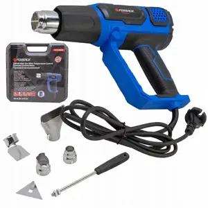 Hot air gun Forcekraft F-HG70-2000LED — 230V 50/60Hz, 2000W, adjustable 60/350/600°C, airflow 50/300/500 l/min