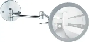 Wall-mounted cosmetic mirror Wenko Aura LED, adjustable magnification 10–40×, size 24.5 cm, chrome steel