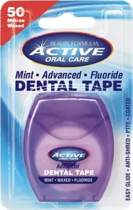 Zobu diegs lenta Beauty Formulas Active Oral Care, vaskots ar fluoru, piparmētru — 50 m