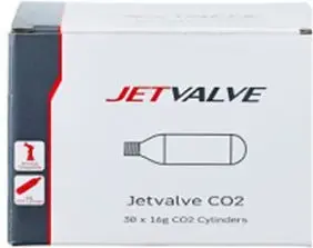 WELDTITE CO2 Cartridge JETVALVE 16g, box of 30 – threaded single-use gas canisters for bicycle tyre inflation