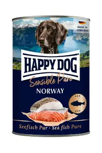 Корм для собак happy dog Sensible Pure Norway 400 г — взрослым, с рыбой, без сои, банка с легким открыванием