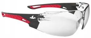 Protective glasses MCR Safety Sennen with clear UV lenses, black-red frame
