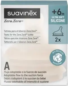 Chicco replacement baby bottle nipples Zero adaptive flow A, pack of 2