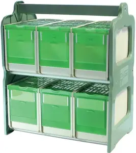 Plaukts ar 6 zaļiem transporta kastēm Mascow DG-3055, 37×22×43 cm