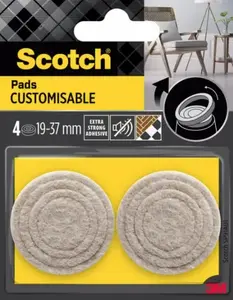 Furniture floor protector pads Scotch SP91A01, felt, round, beige, set of 4
