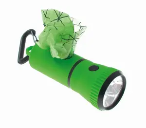 Waste Bag Dispenser with LED Torch IMAC IM-5877, Plastic, Includes 1 Roll of Bags and Batteries