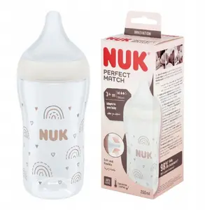 Детская бутылочка Nuk 260 мл из полипропилена с силиконовой соской, модель 10742026