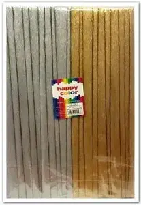 Crepe Paper Sheets Happy Color — silver and gold, decorative craft paper