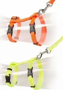 Harness Duvo+ cat harness with reflective strip, adjustable 20–35 cm neck, 10 mm strap width, 125 cm leash length