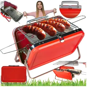 Portable charcoal mini grill No name Opal S lux red — compact tabletop barbecue