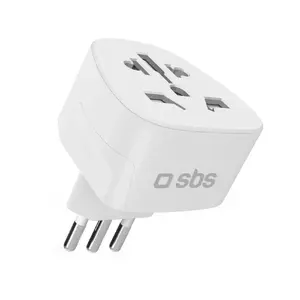 Power plug adapter SBS Mobile TEADAPTITWORLD — Type L (IT) to Universal, straight, white