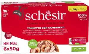 Wet cat food Schesir C&B Tuna with Shrimps in Jelly 6x50 g multipack