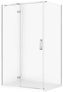 Shower cabin set CERSANIT C595 left-hand chrome 120x90x195 cm with TAKO SLIM white matte tray