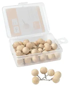 Push Pins NOBO Wooden Notice Board Push Pins, 40 pcs, wooden heads, silver pins
