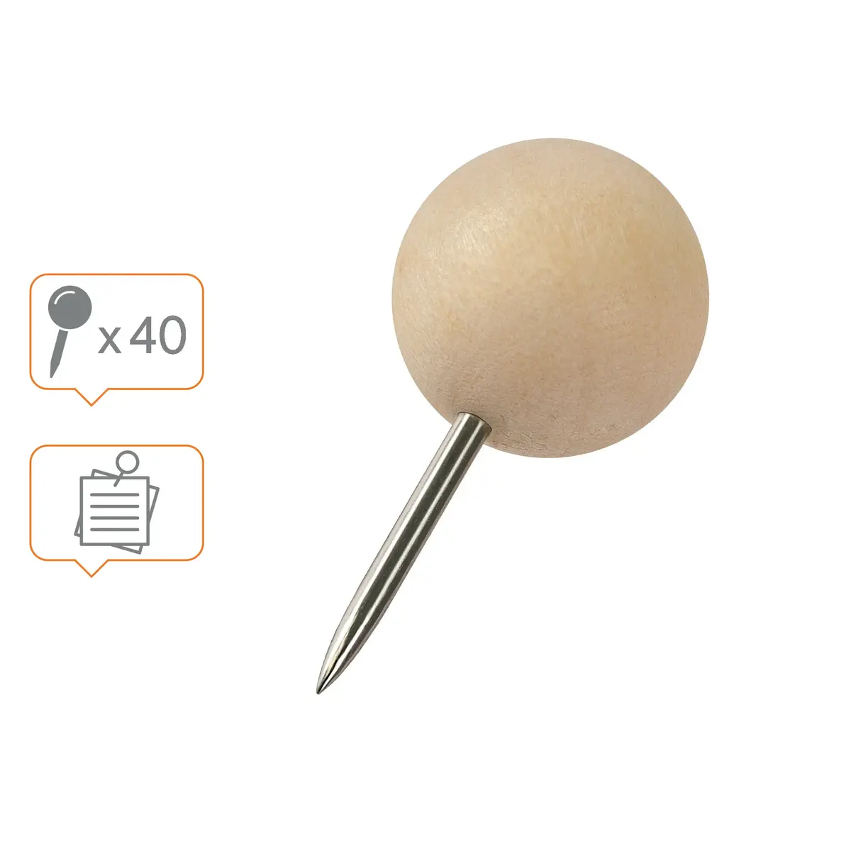 NOBO Wooden Push Pins 40 pcs Photo 3