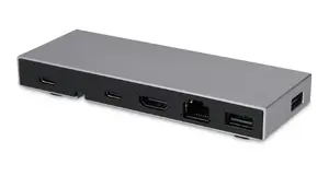 Laptop dock LMP 24418 — USB-C docking station, USB 3.2 Gen 1, PD up to 100W, Gigabit Ethernet, 4K video, Black/Grey