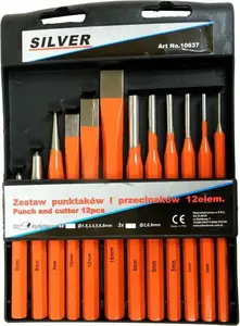 Set of 12 Silver WYBIJAKI punches — Silver 10637, 12-piece punch set