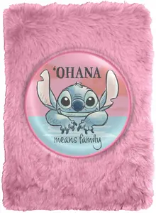 Плюшевый 3D блокнот A5 / дневник KIDS — дизайн Lilo & Stitch Ohana, мягкая обложка, SB10692