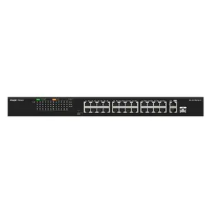 Nevadāms L2 Gigabit PoE komutators Ruijie RG-ES126FGS-P — 24x 10/100/1000 RJ-45, 1x SFP, IEEE 802.3af/at, iekļaujams stendā