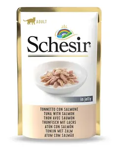 Влажный корм для кошек Schesir взрослым 85 г — рис, лосось и тунец