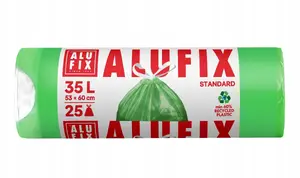 Trash bags Alufix with drawstring, HDPE, 35 L, 25 pcs, green