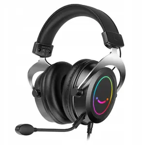 Pāri ausu studijas austiņas Fifine H3 AmpliGame RGB ar noņemamu mikrofonu, vadu savienojums