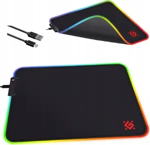 Mouse pad DEFENDER Gaming BLACK L LIGHT — 350×300×4 mm, RGB LED lighting