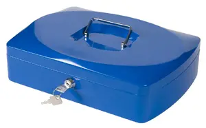 Money box Q-Connect KF02625, metal coin safe in blue