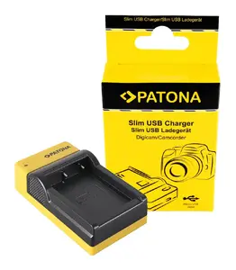Battery charger PATONA 151645 DC for Fujifilm cameras — 8.4 V output, 0.5 A, 1 A charging current, black/yellow