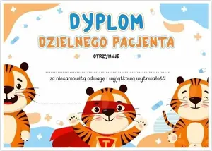 Medical Reward Certificates LearnHow Dyplom A5 for Brave Patient — Tiger Design, 10 pcs