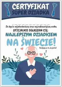 Apsveikumu kartīšu komplekts LearnHow 'Dzień Super Dziadka' A4, 5 gab.