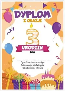 Greeting Card Set LearnHow Dyplom A5 — third birthday, 5 pieces