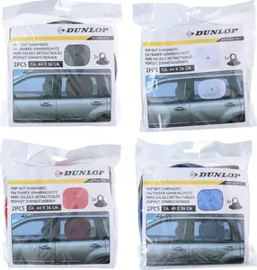 Car Sun Shade / Window Sunblind 2 pcs by DUNLOP (Red) — vehicle window protection, removable