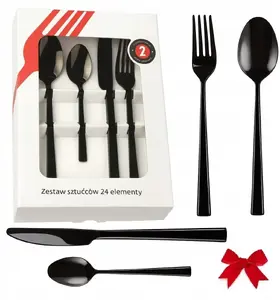 Cutlery set Lumarko Piano Shiny Black — 24 pieces in box