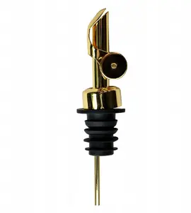 Oil bottle pourer Verlo V-002G — gold finish, bottle pour spout for oil and vinegar