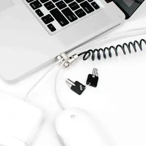 Cable lock Maclocks Compulocks T-bar Security Keyed Coiled Cable Lock CL15C, steel, black