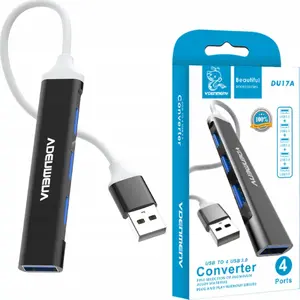USB-концентратор Vega 4 порта USB алюминиевый черный — компактный настольный хаб