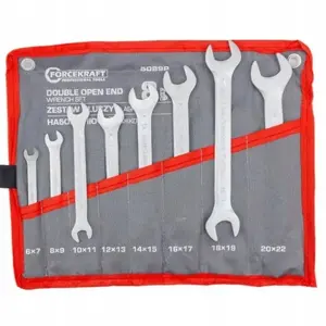 Set of 8 Open-End Wrenches Forcekraft FK-5089P, sizes 6–22 mm, roll-up pouch