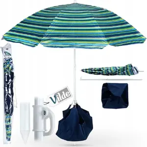 Parasol beach umbrella Vilde 147 cm with adjustable stand and base