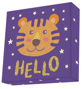 Diamond Dotz Diamond Painting Kit Hello Tiger – animal motif, 150 × 150 mm, brown