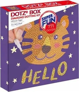 Diamond Dotz Diamond Painting Kit Hello Tiger – animal motif, 150 × 150 mm, brown