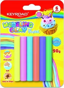 Modeling clay Keyroad Plastelina KEYROAD set 6×15 g pastel colors, blister pack