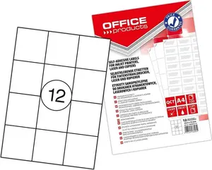 Label sheets Office Products A4 63.5×72 mm white, 100 labels
