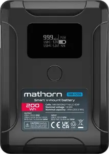 V-mount Battery CANYON MB-V200 — 200Wh, 14000mAh, PD65W, USB-C, OLED