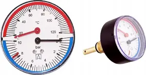 Pressure and Temperature Gauge Afriso Termomanometr TM80 0–10 bar 1/2" AX 20–120°C (S)A
