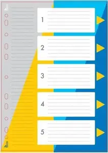 Document dividers Tetis A4 numeric 1–5, polypropylene separators, pack for A4 binders